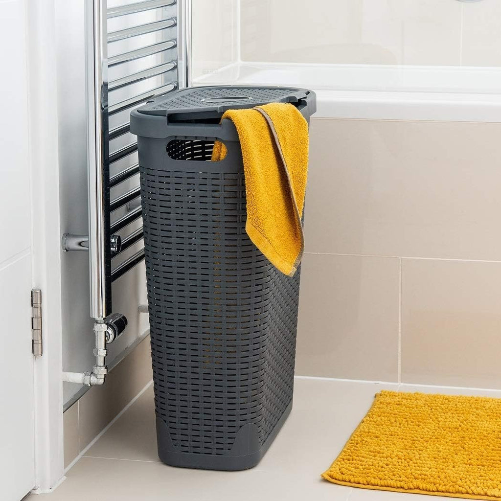 Addis Rattan Charcoal Slim Laundry Hamper 40 Litre | Bedroom or Bathroom - image 2