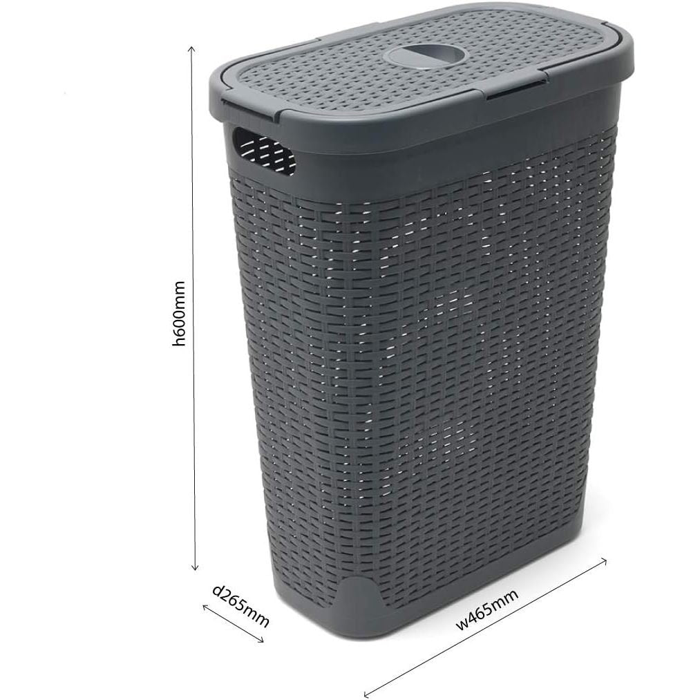Addis Rattan Charcoal Slim Laundry Hamper 40 Litre | Bedroom or Bathroom - image 4
