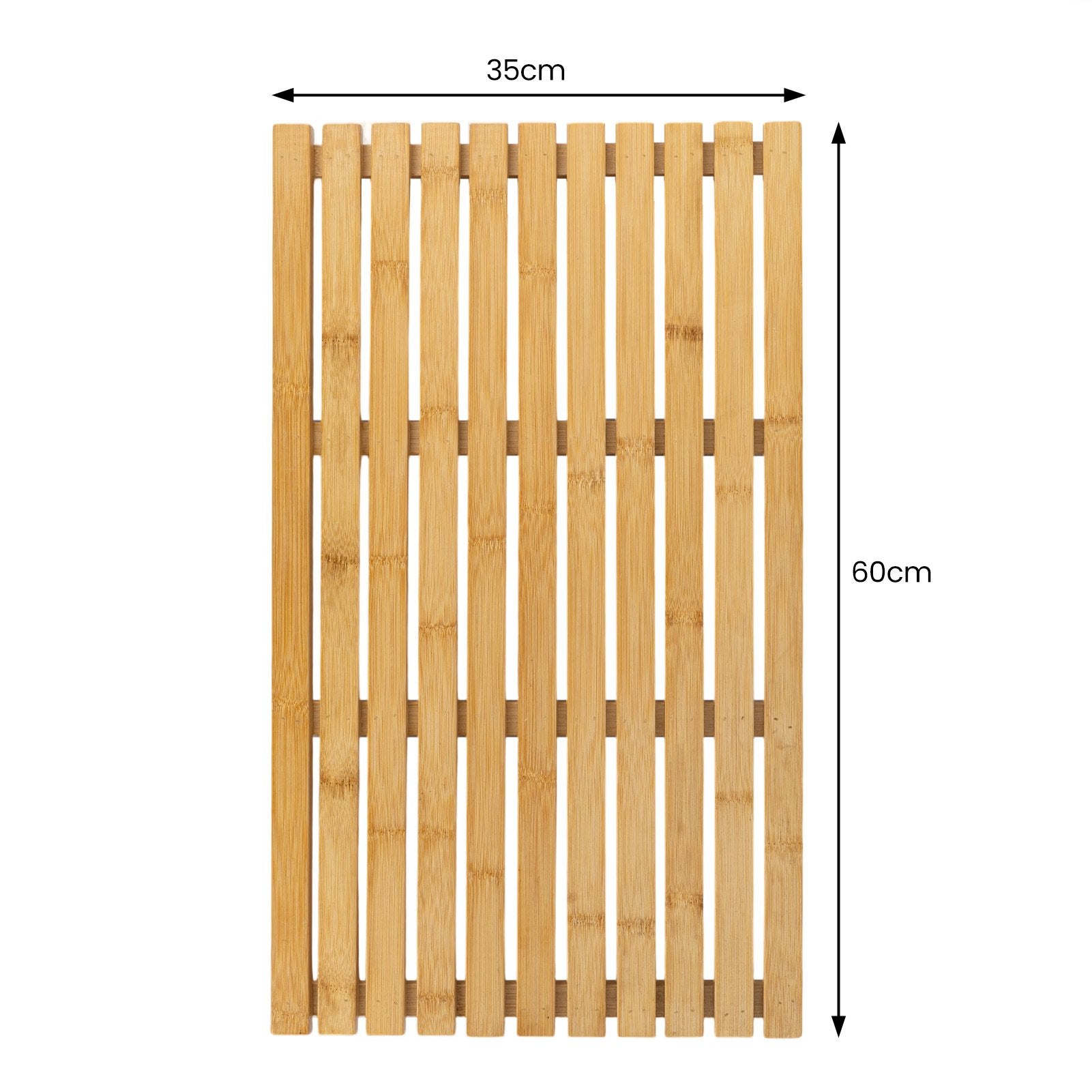 Bamboo Wooden Bath Mat for Bathroom, Large 60x35cm Anti-Slip Duck Board Shower Mat for Indoor & Outdoor Use, Spa, Pool, Sauna - Quick Dry Bathroom Floor Mat with Rubber Feet - image 4
