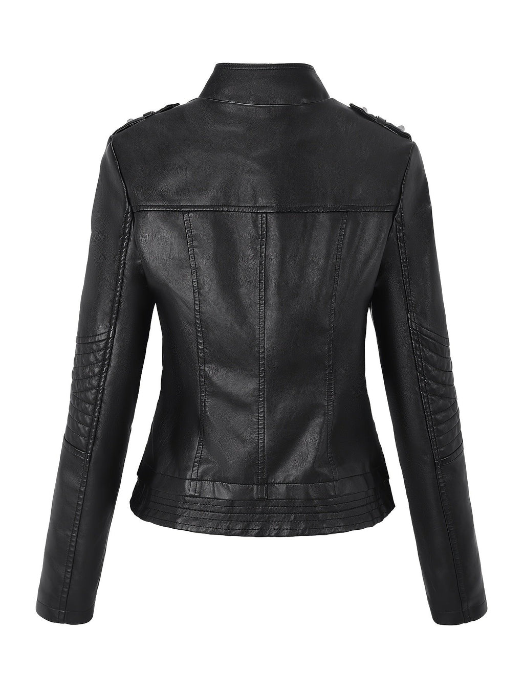 3D tailored panel detail on the women's PU jacket