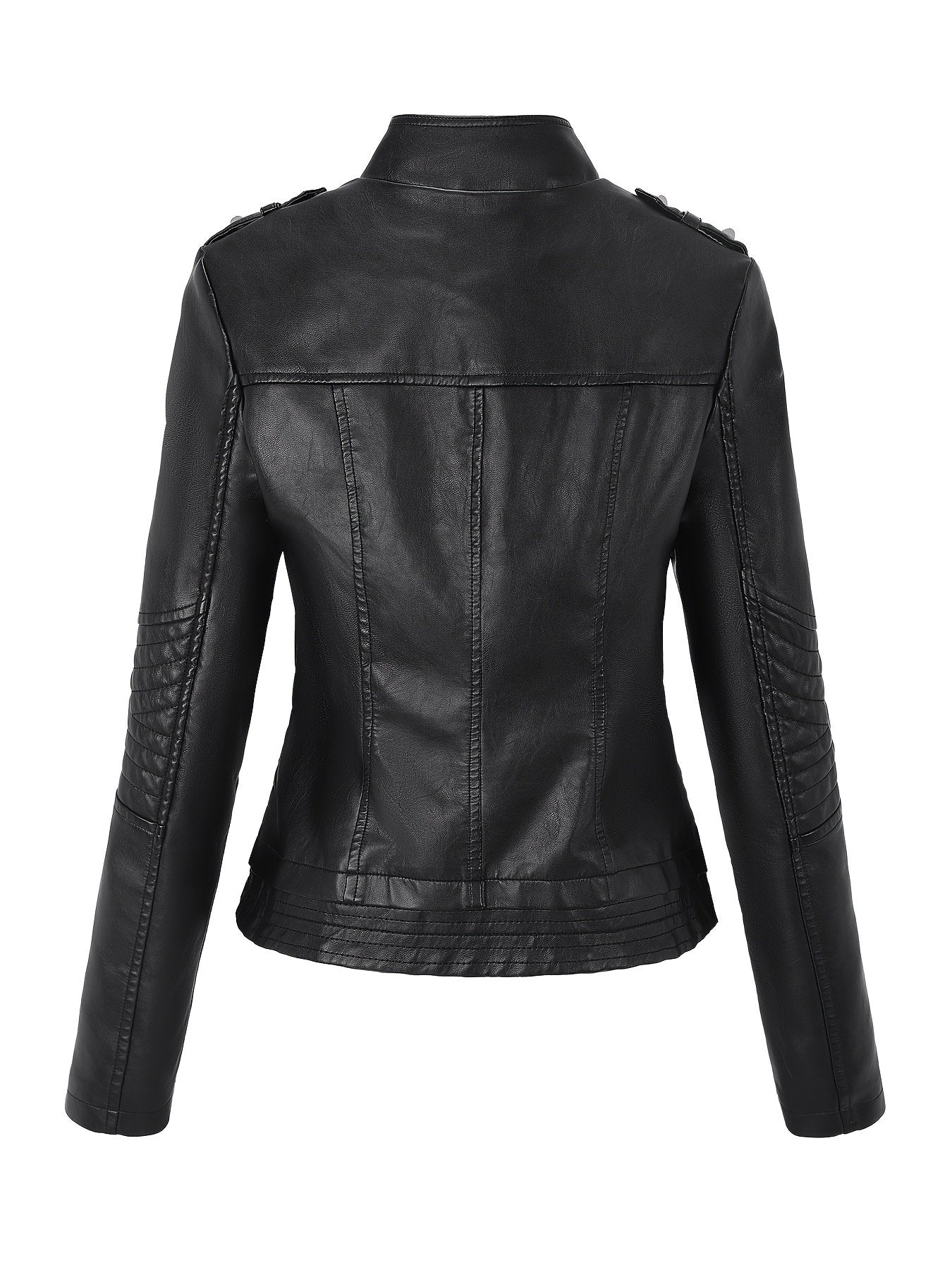 3D tailored panel detail on the women's PU jacket