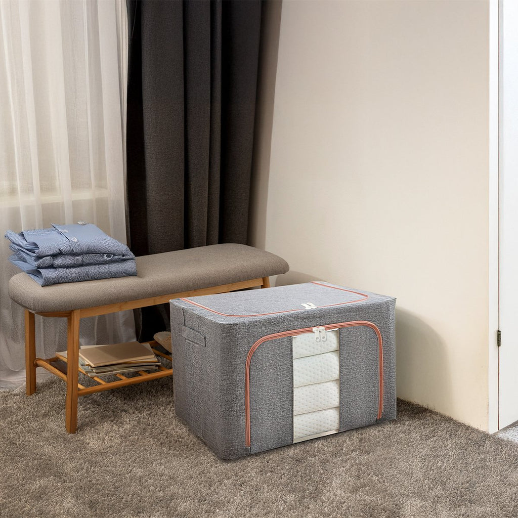 Clothes Storage Bag 3 Pack Storage Boxes with Lids, Foldable Oxford Cloth Steel Frame Box, Wardrobe Storage Organiser for Clothes, Bedding, Blankets,Duvet - image 2
