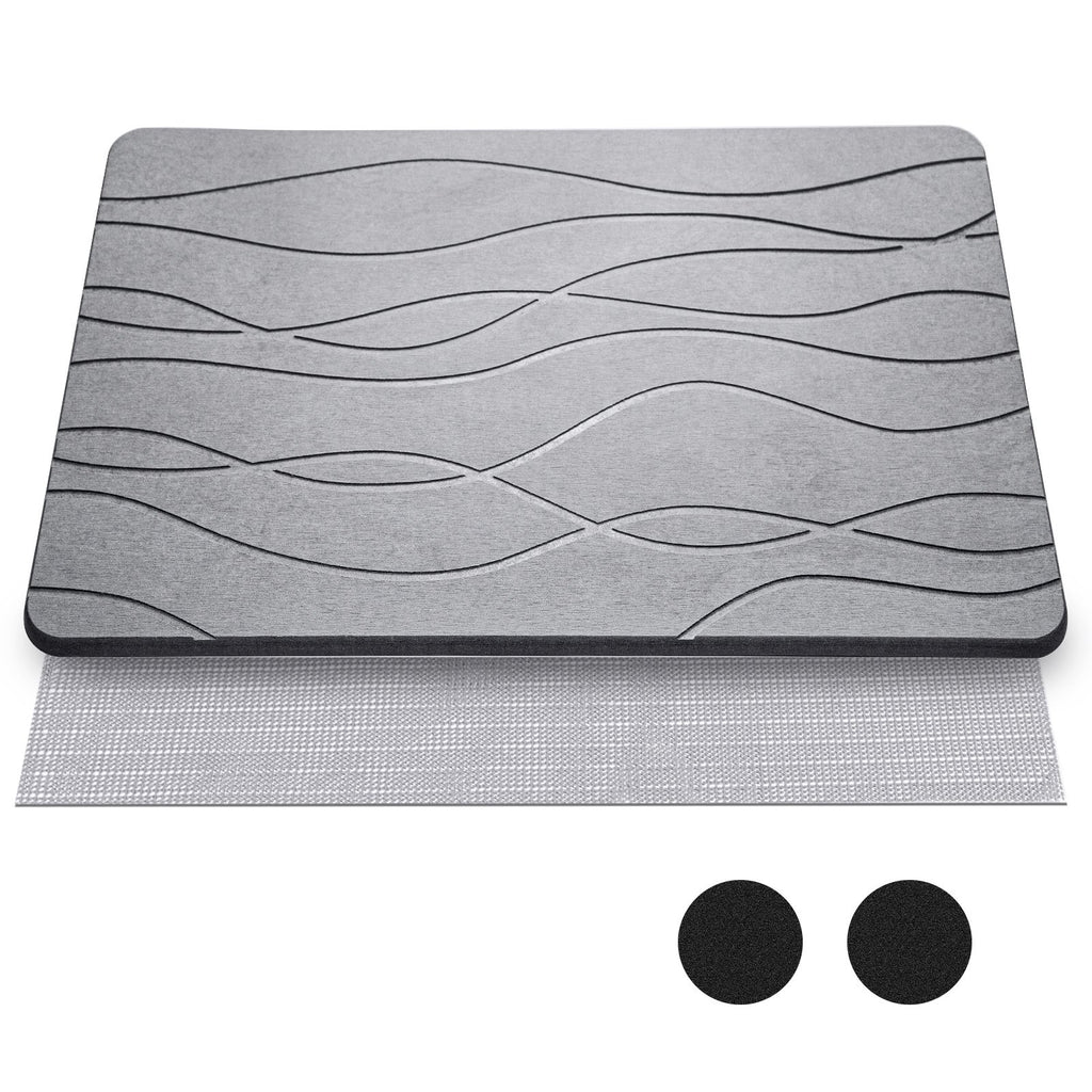 Diatomite Stone Bath Mat with Anti-Slip Pad Diatomaceous Earth Shower Mat for Bathroom Bathtub Kitchen Quick Dry Non Slip Super Absorbent Bathmat Light Gray White - image 1
