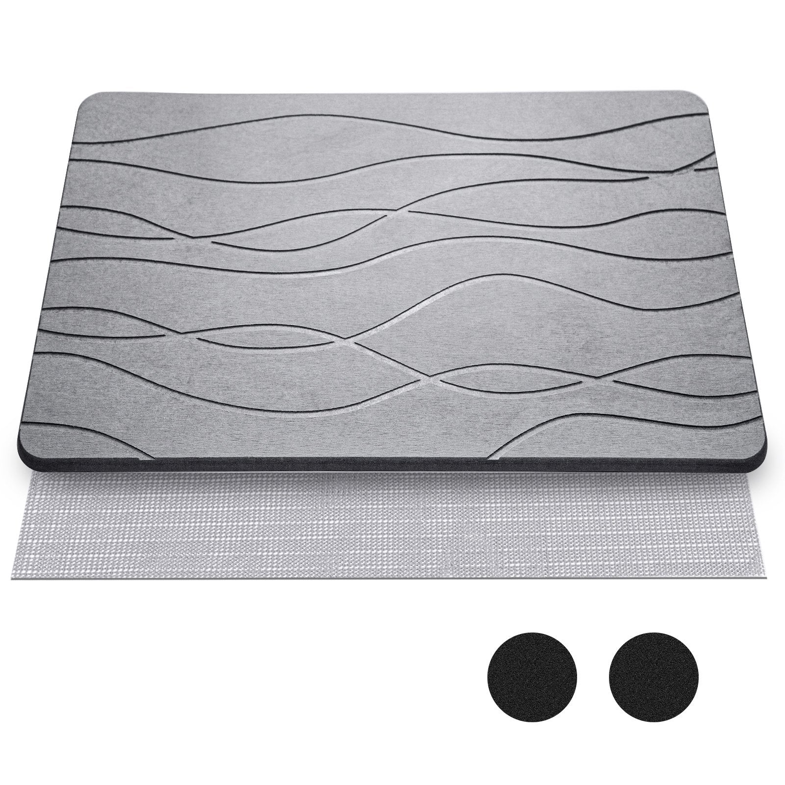 Diatomite Stone Bath Mat with Anti-Slip Pad Diatomaceous Earth Shower Mat for Bathroom Bathtub Kitchen Quick Dry Non Slip Super Absorbent Bathmat Light Gray White - image 1