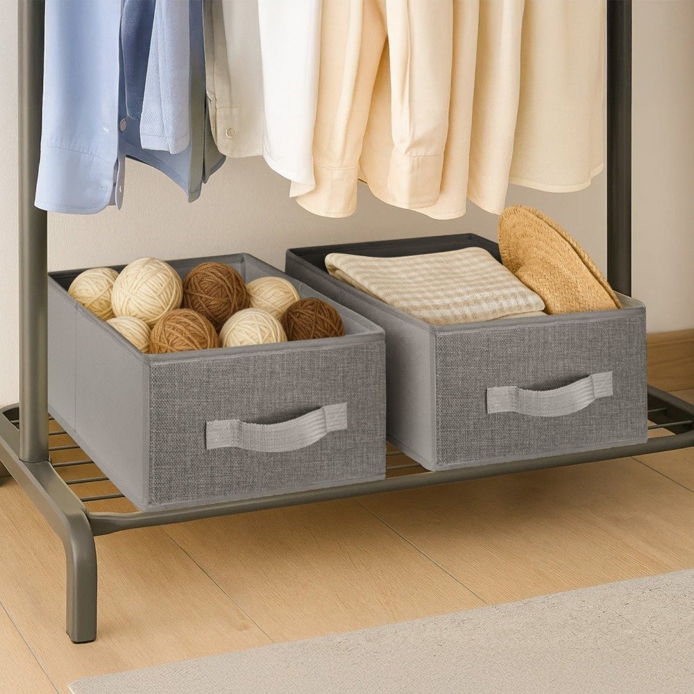 Foldable storage cubes collapsed flat to save space