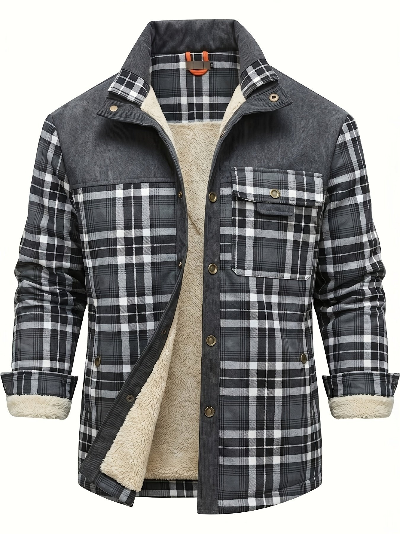 Men's chic plaid shirt jacket for autumn and winter casual outdoor wear