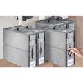 Foldable bed sheet storage box with handle and clear window in linen finish