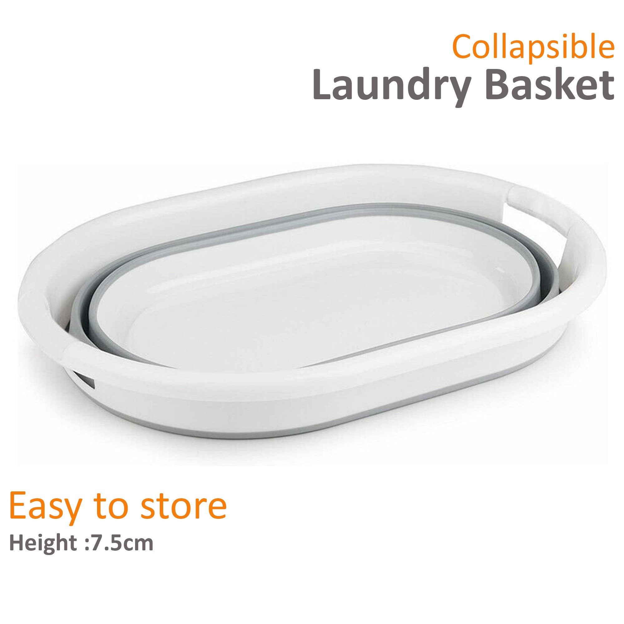 Foldable Laundry Basket Plastic - Small Collapsible Washing Baskets for Clothes - Portable and Ideal for Space Saving Storage Oval Shape - Grey - image 5