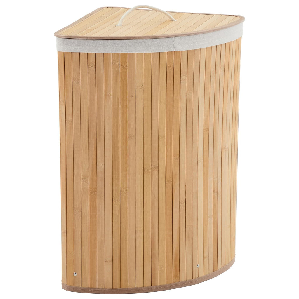 Folding Bamboo Laundry Hamper with Lid, Laundry Basket with Washable Liner Bag, Slim Clothes Storage Hamper for Small Bedrooms Apartments Dorms - image 1
