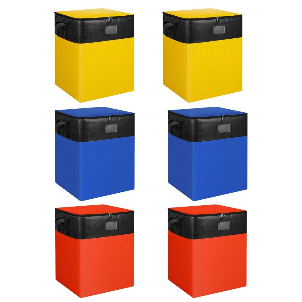 6 pack large heavy duty storage bags with handles in three colours