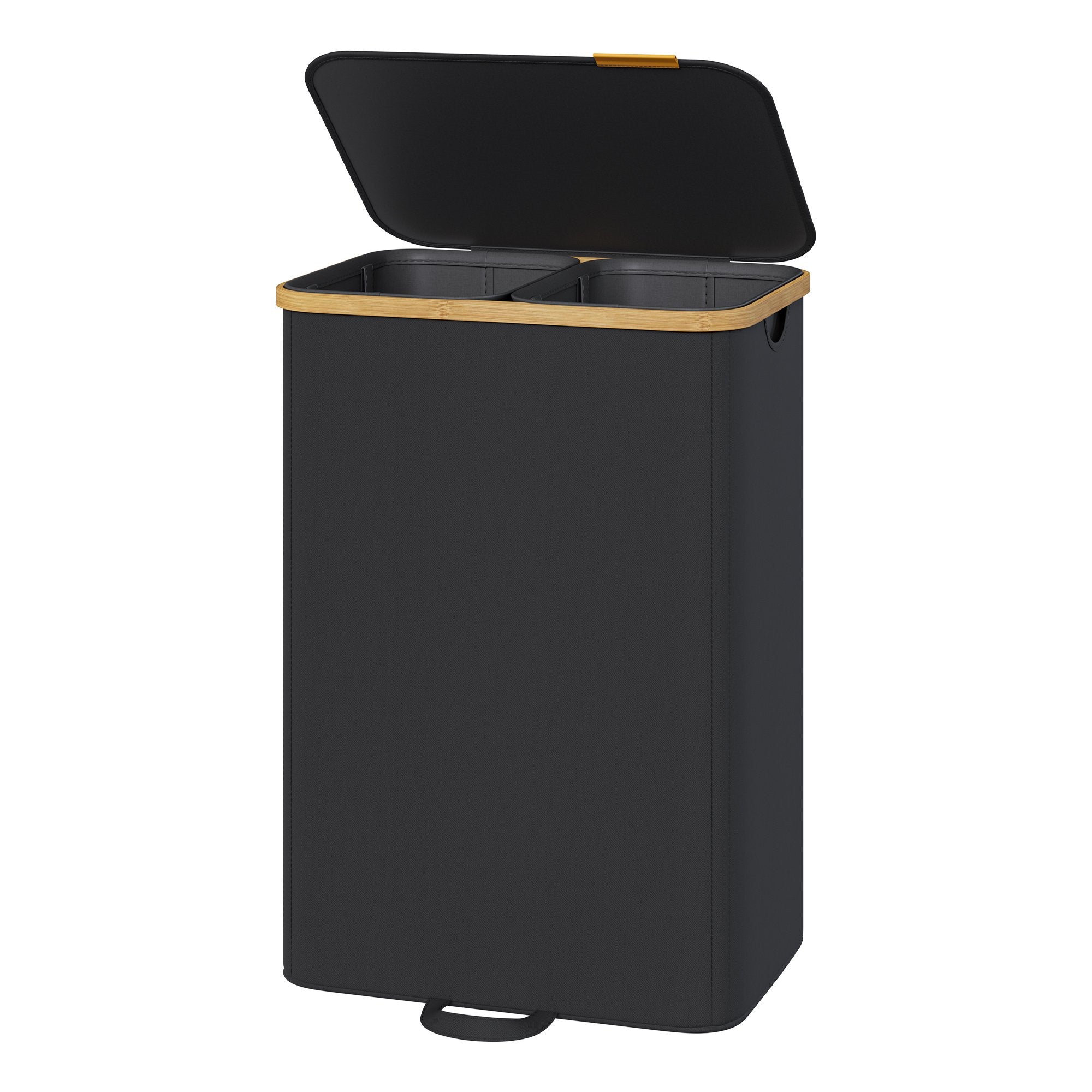 Laundry Basket with Lid, Laundry Collector, Laundry Sorter, Removable Laundry Bag, 2 Compartments, 150 Litres, Black - image 1