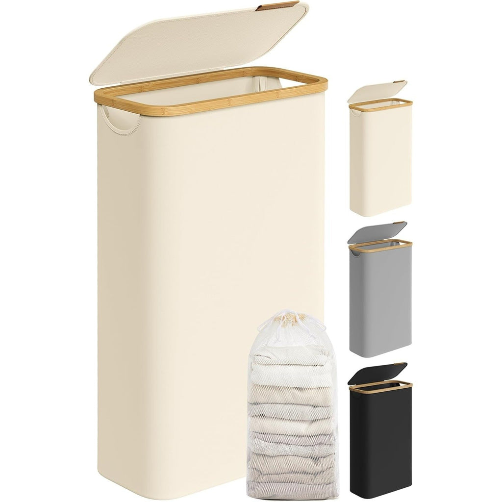 Laundry Hamper With Lid, Slim Laundry Basket, 17.2 Gallons (65L), Space-Saving, Removable Mesh Liner, Bamboo Handles, Collapsible, 41.91 X 22.61 X 70.61 cm, Ink Black ULCB506B01 - image 2