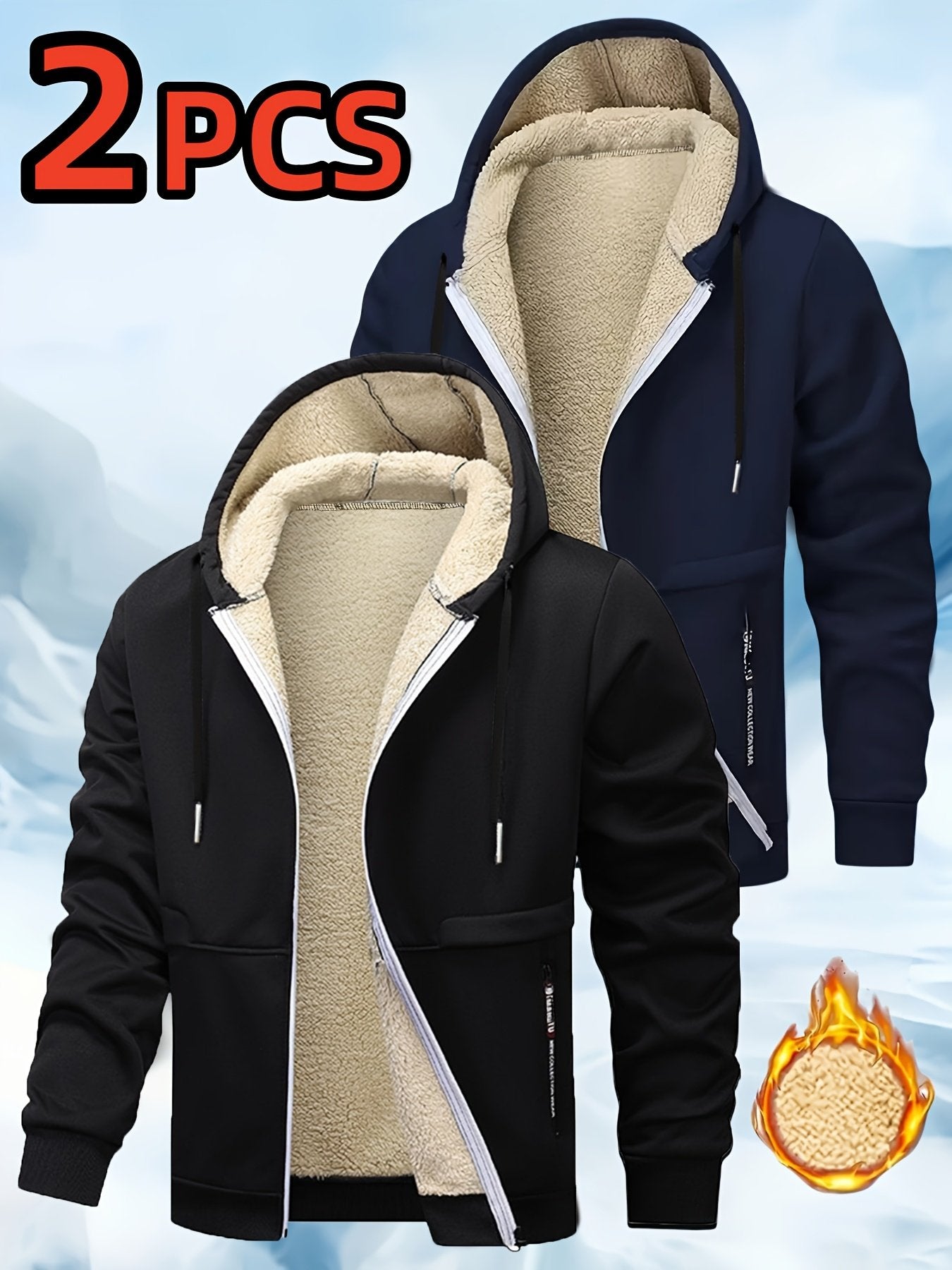 Side profile of men's hooded fleece jacket showing deep zip side pocket