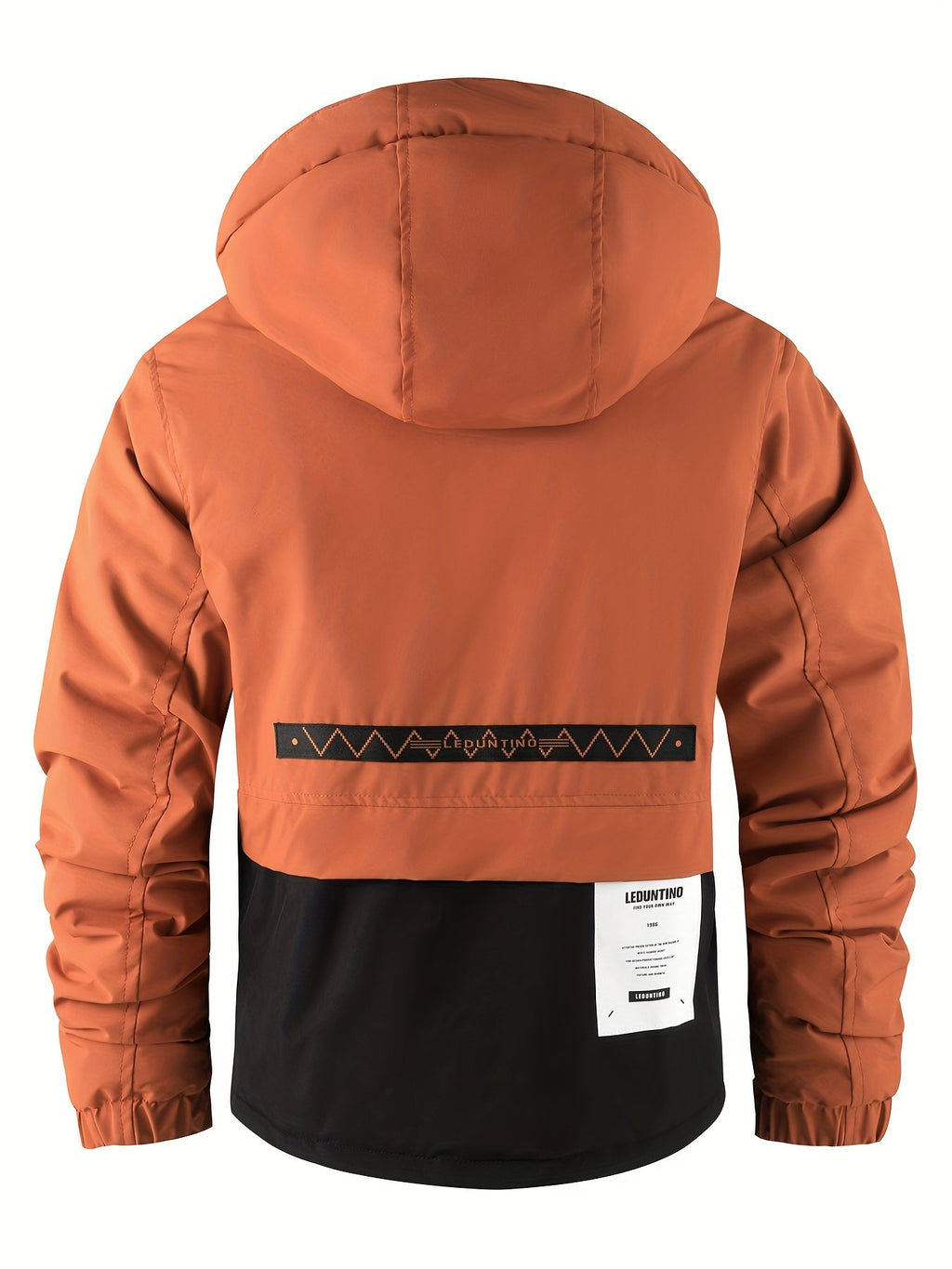 Men's autumn hooded jacket colour-block panels and detachable zip hood