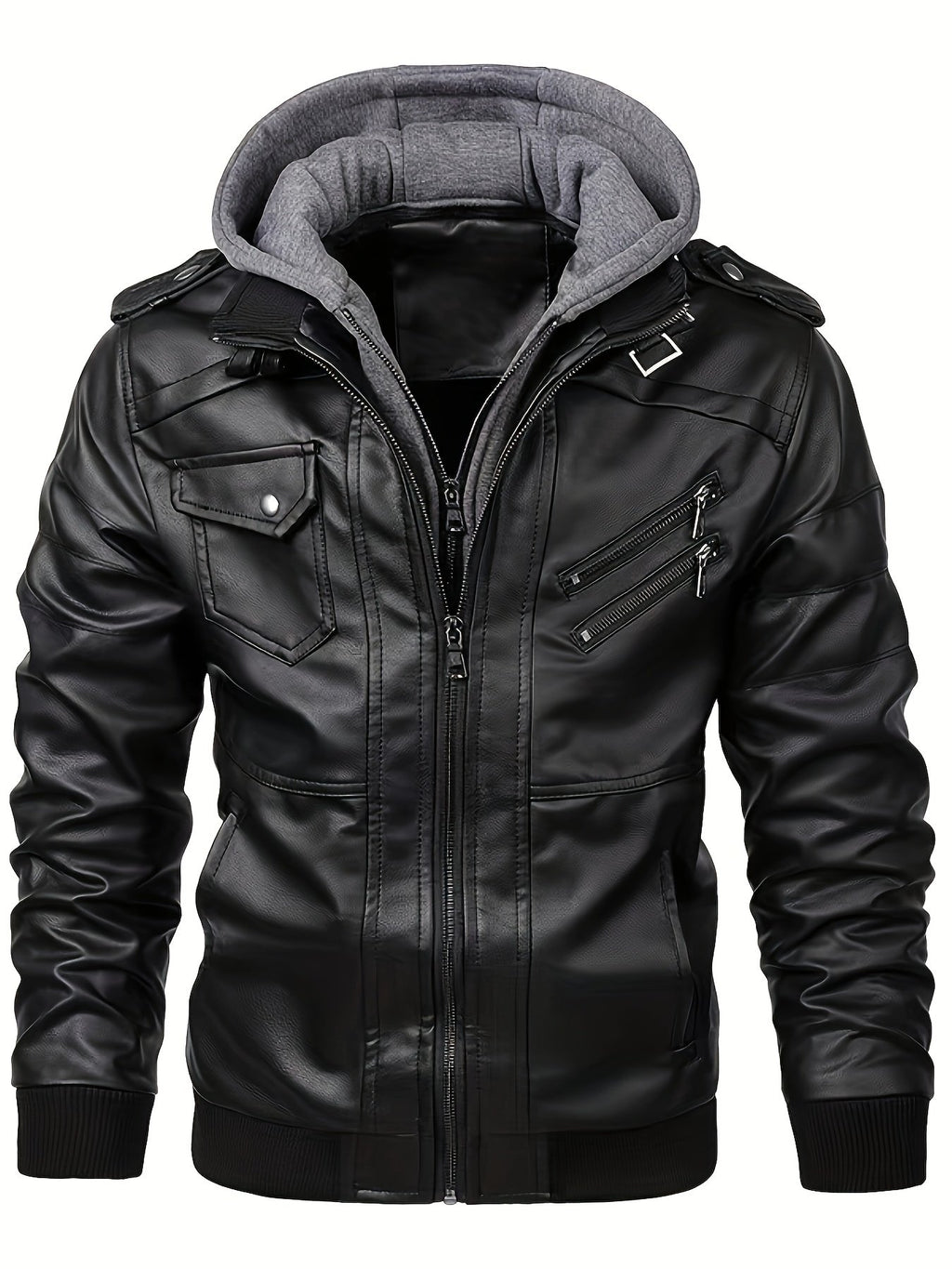 Pocket detail on the men's full-zip hooded jacket