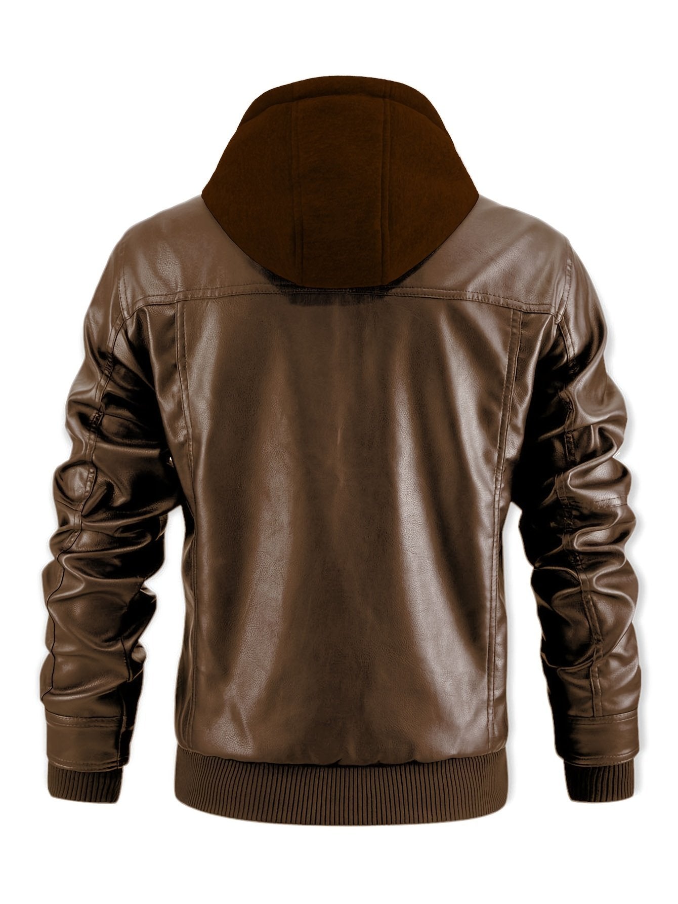 Back view of the men's black vintage biker jacket