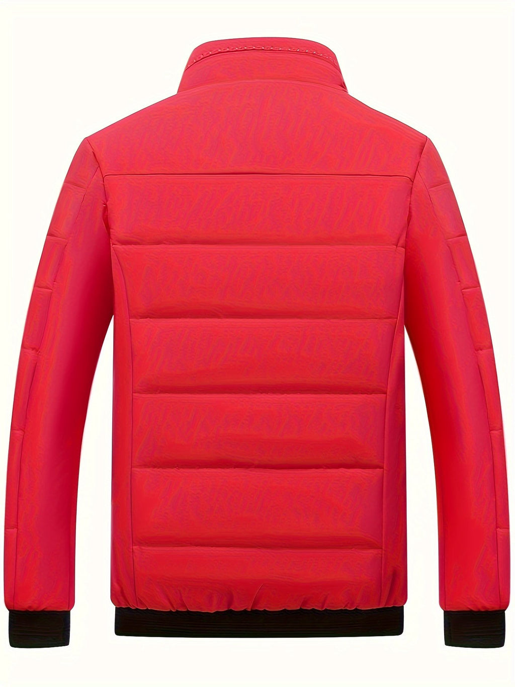 Men's warm stand collar coat with zip front and pocket detail