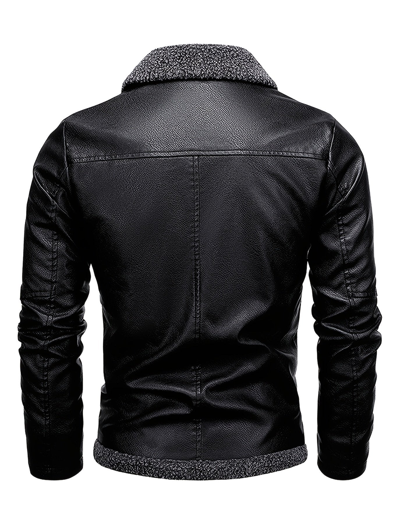 Side view of the men's slim fit fleece-lined leather jacket