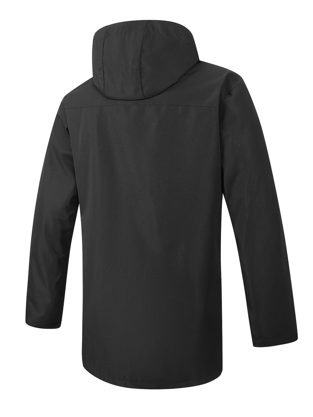 Close-up of the adjustable drawstring hood on the men's windbreaker jacket