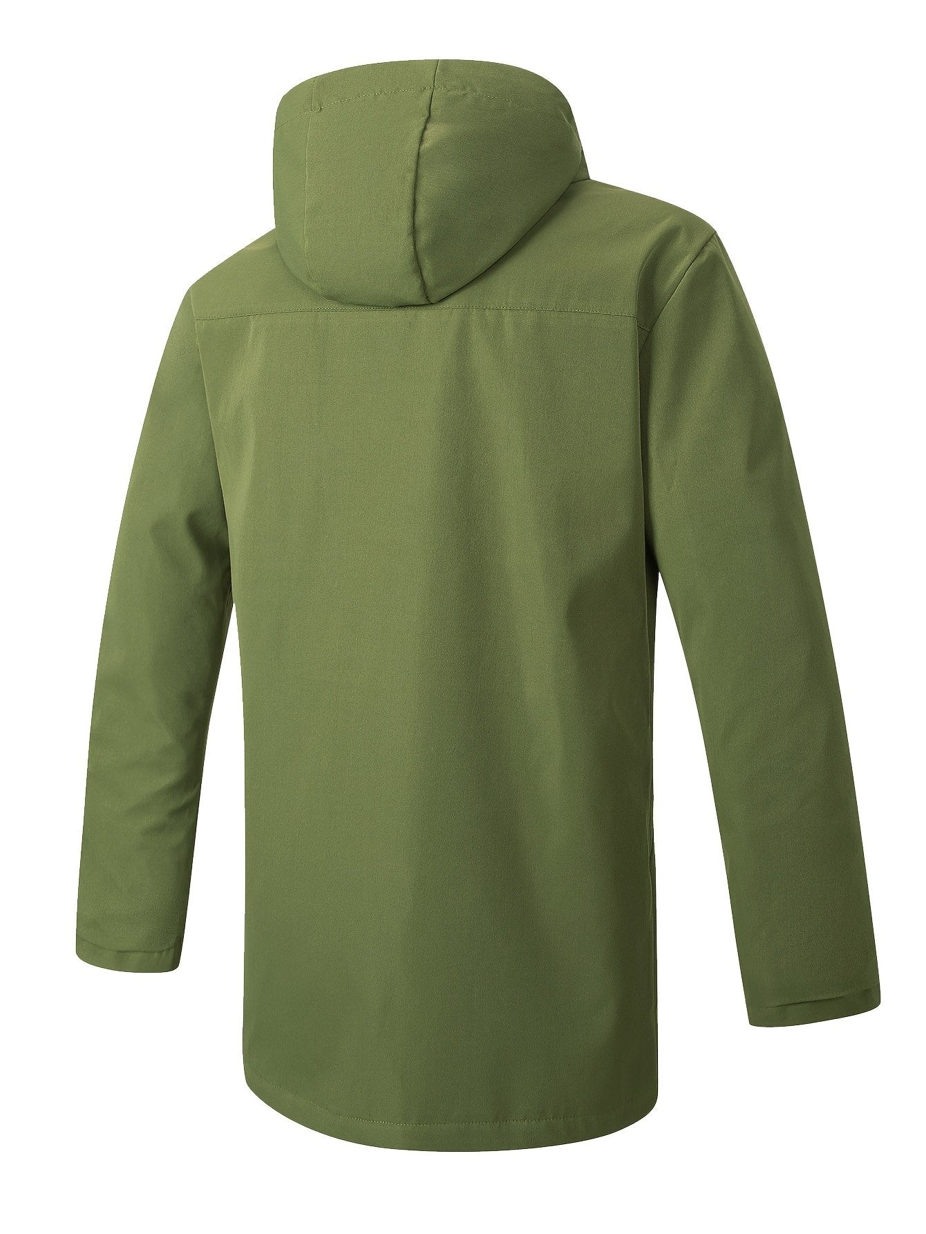 Large front pocket detail on the men's lightweight hooded jacket