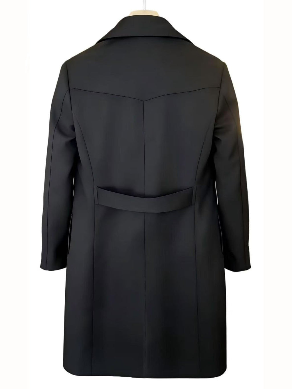 Back view of the men's solid colour commuter trench coat