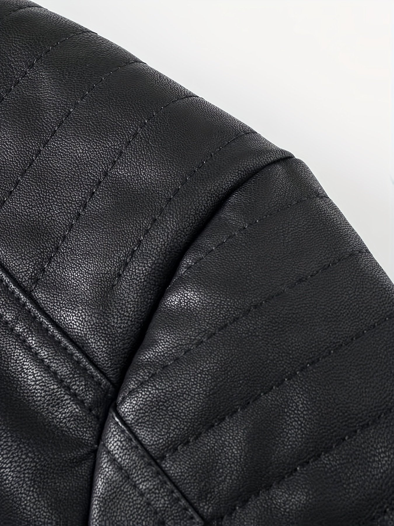 Side view of the regular fit men's PU leather jacket