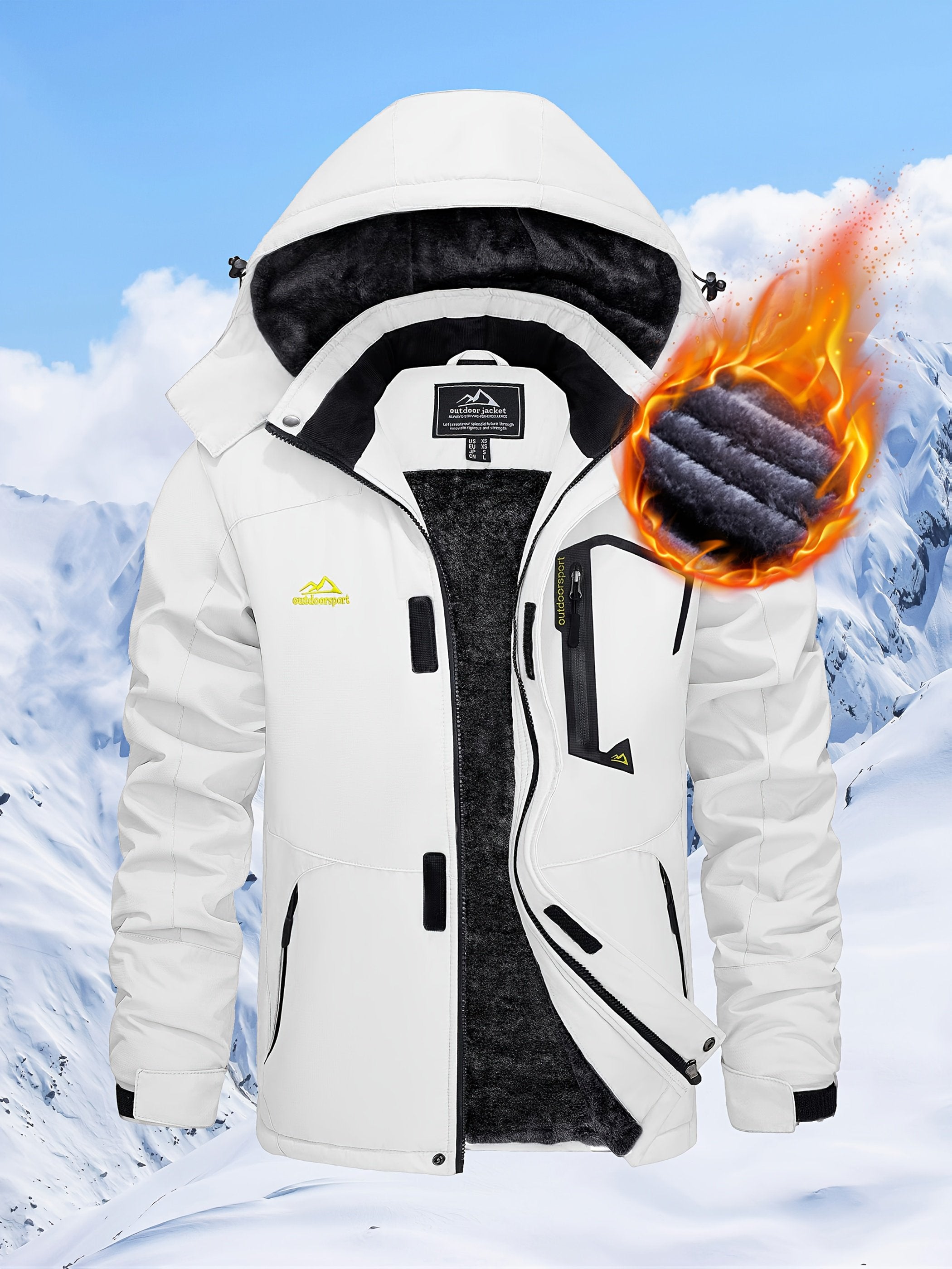 Fleece lined hooded parka for men for fishing jogging and climbing in winter