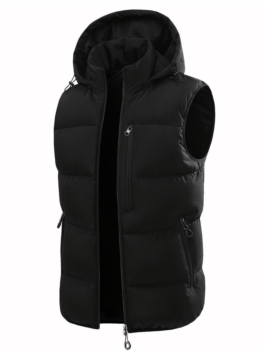 Men's padded hooded winter vest gilet in khaki with contrast colour design