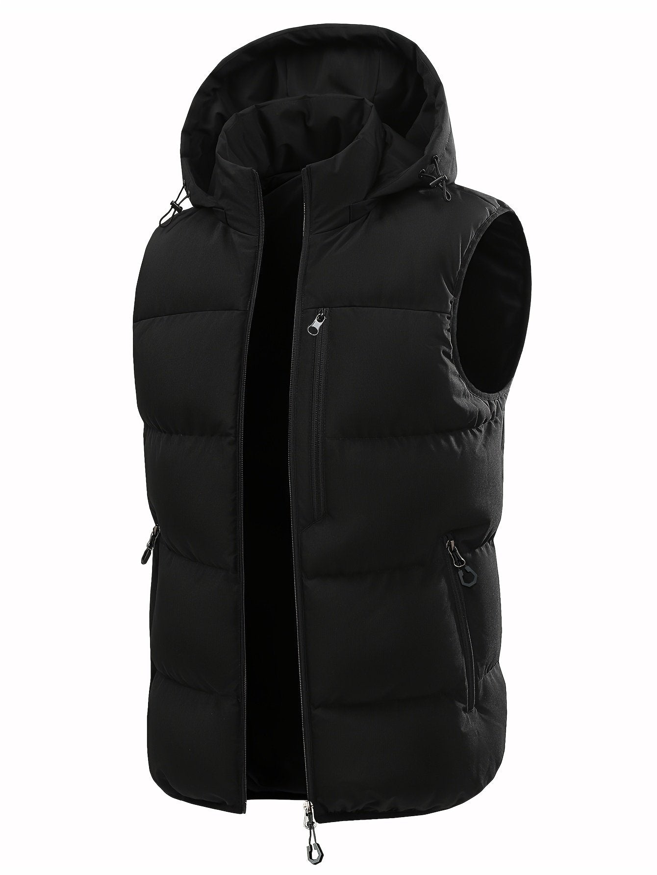 Men's padded hooded winter vest gilet in khaki with contrast colour design