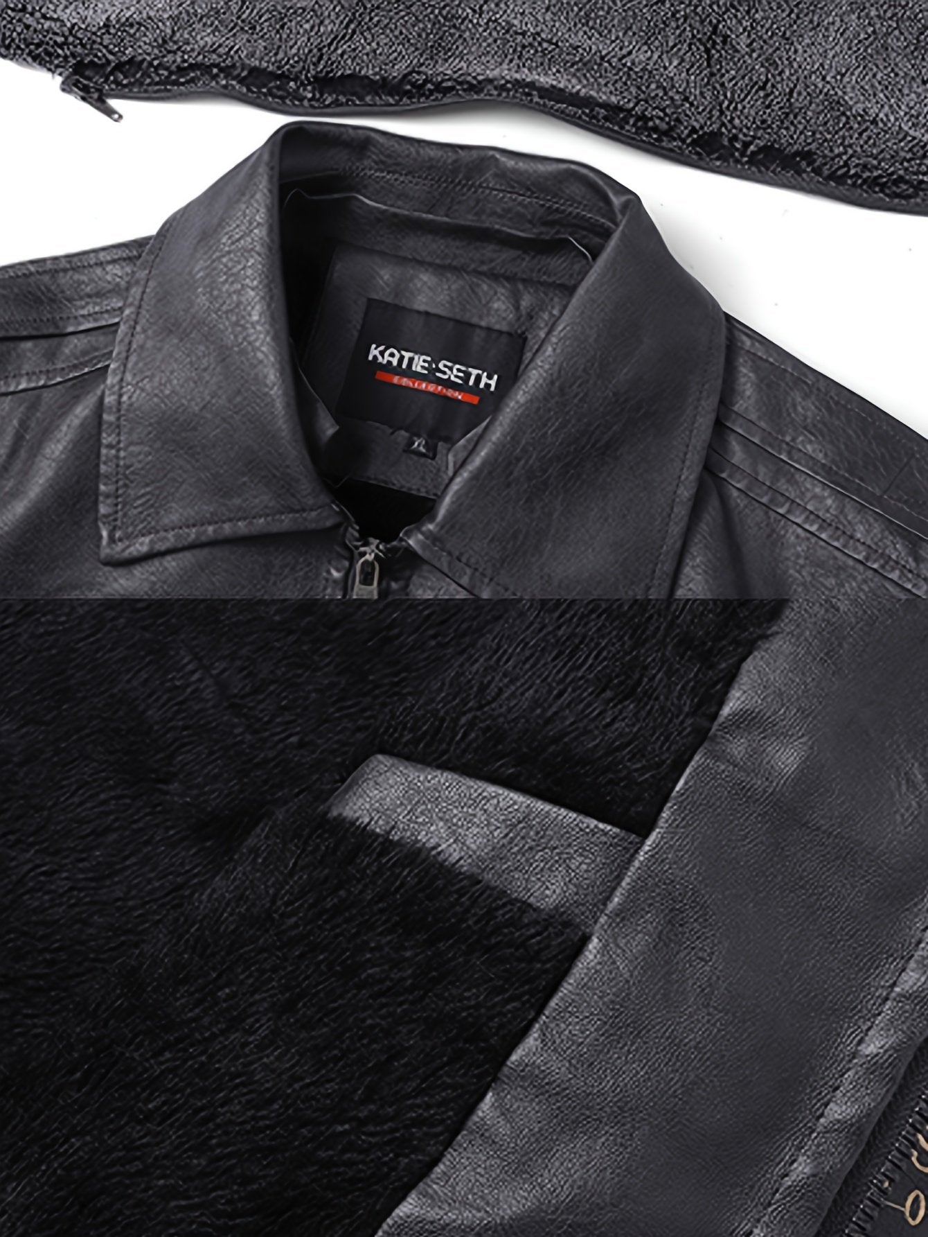 Side view of the slim fit men's PU biker jacket