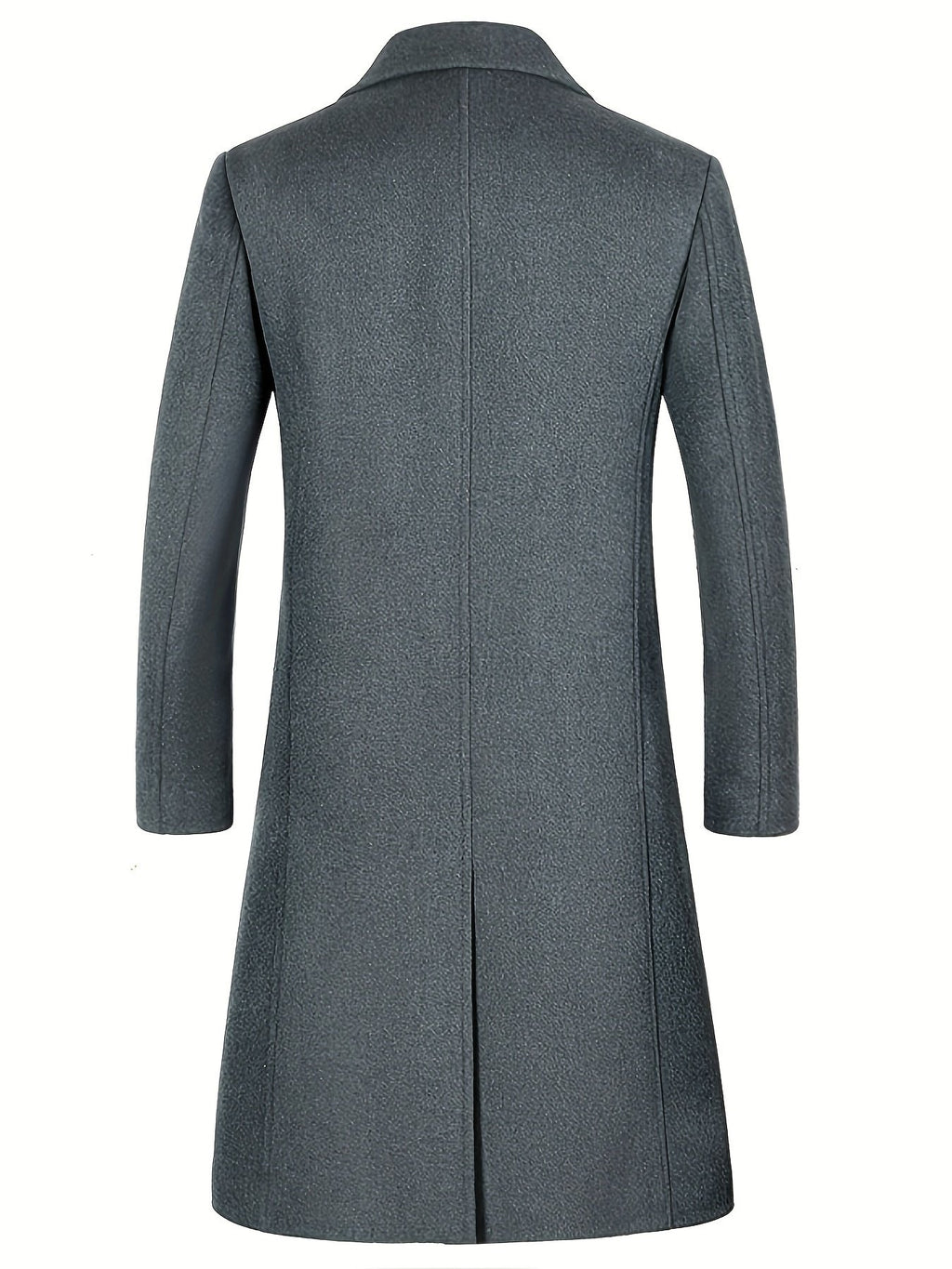 Close-up of the lapel collar on the men's wool blend winter overcoat