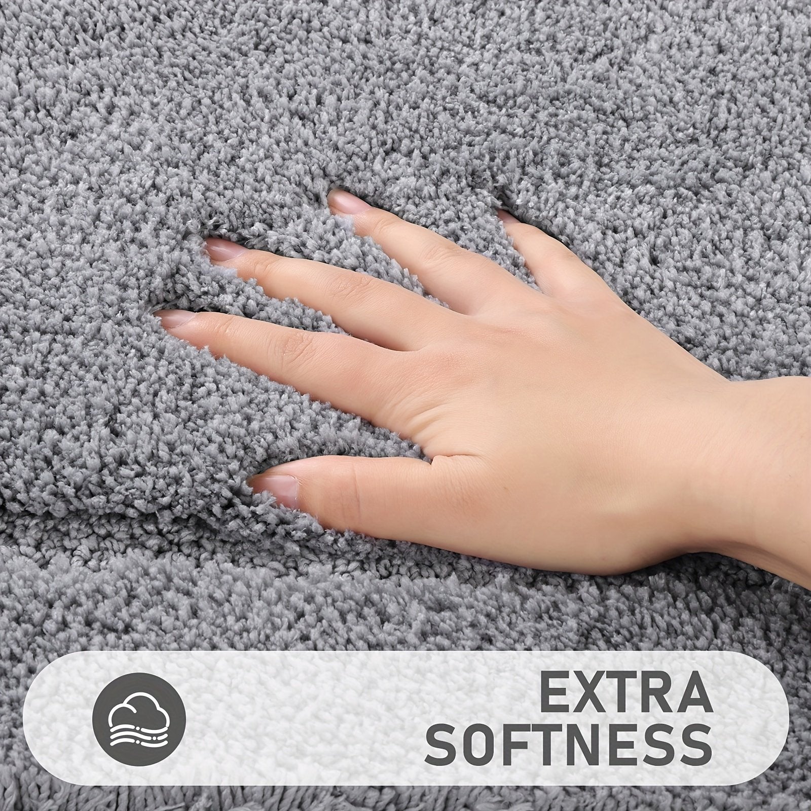 Non Slip Bath Mat Set 2pcs Shaggy Microfiber Machine Washable Bath Mats with Toilet Rug Absorbent Soft Shower Rug for Bathroom - image 2