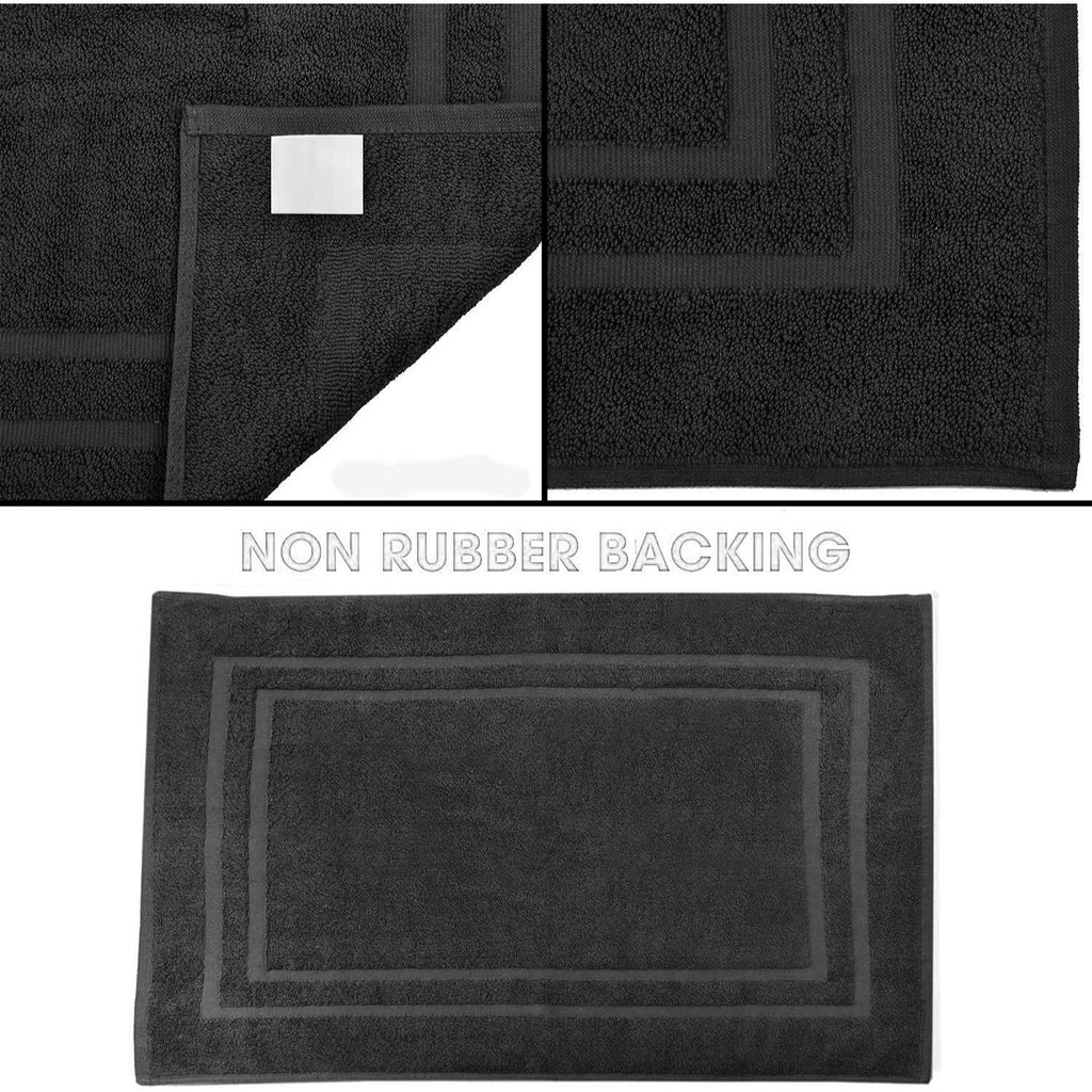 Pack of 2 Terry Towelling Bath Mats Set 100% Cotton Maximum Absorbency Quick Dry 50 x 70 cm Machine Washable Soft 1000-GSM - image 2