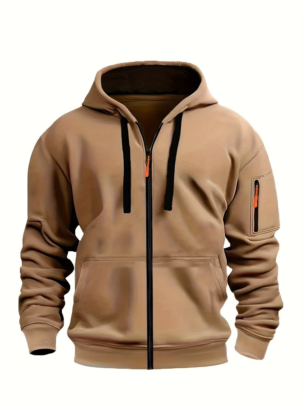 Lightweight zip-up fleece hoodie for outdoor fitness and warmth