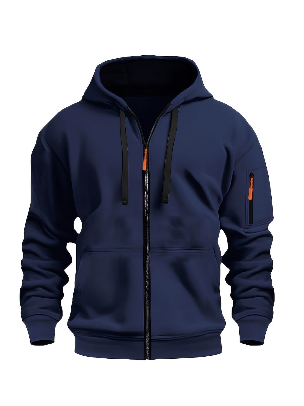 Unisex hooded fleece zip-up jacket in slightly stretchy knit fabric