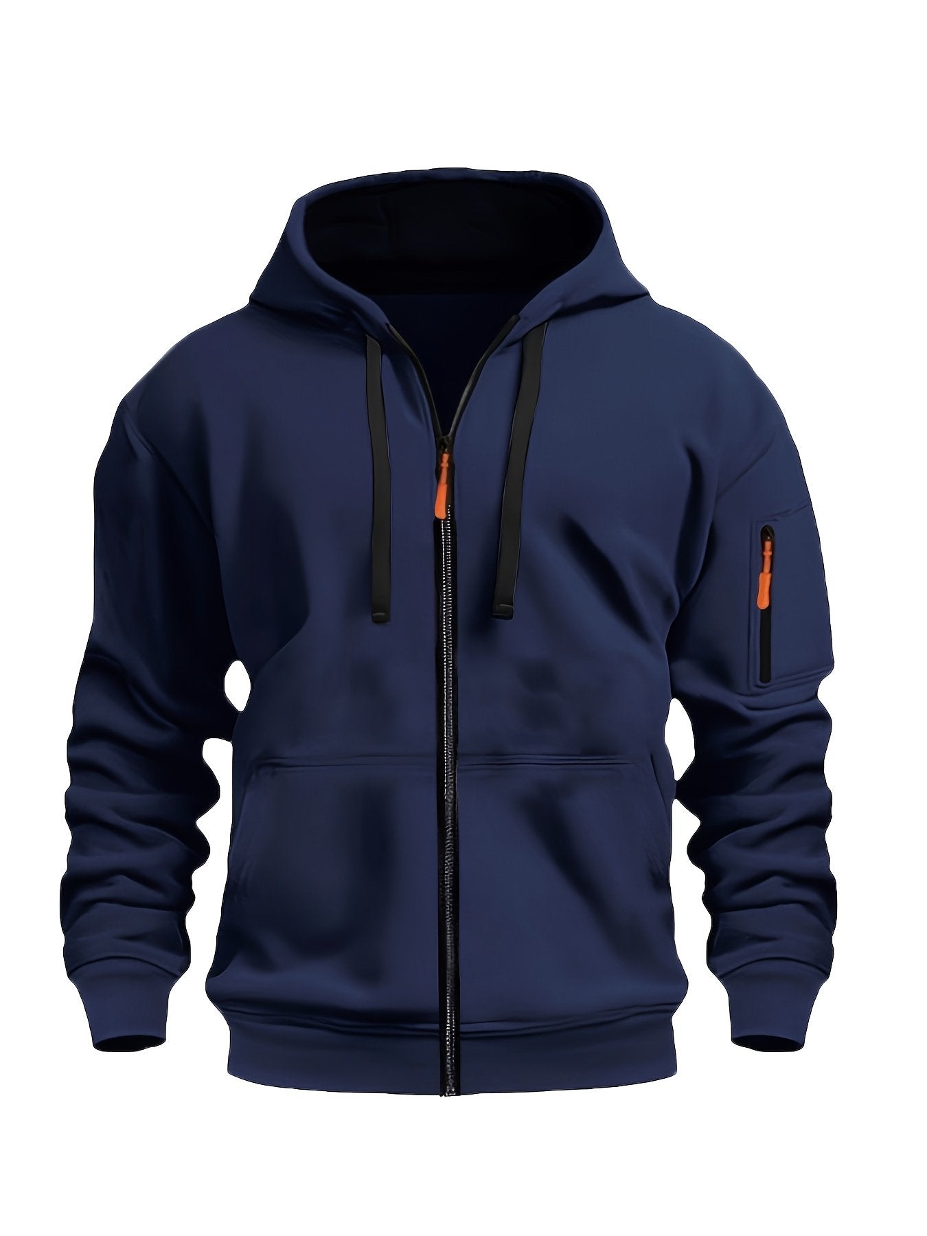 Unisex hooded fleece zip-up jacket in slightly stretchy knit fabric