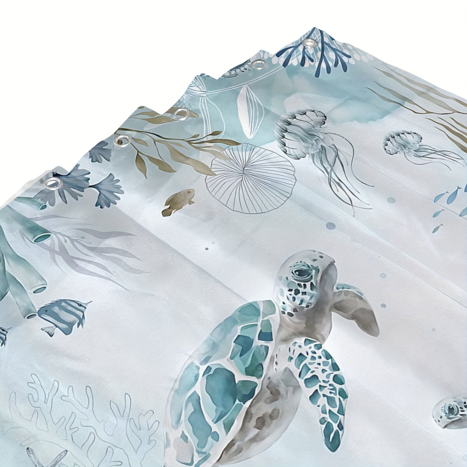 Durable ocean beach shower curtain with hook
