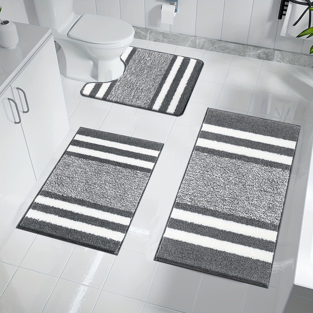 Set of 3 Luxurious Bath Mats And a Pedestal Mat, Featuring Ultra-Soft Microfiber, Plush Bathroom Rugs That Are Machine Washable And Highly Absorbent for Your Shower - image 3