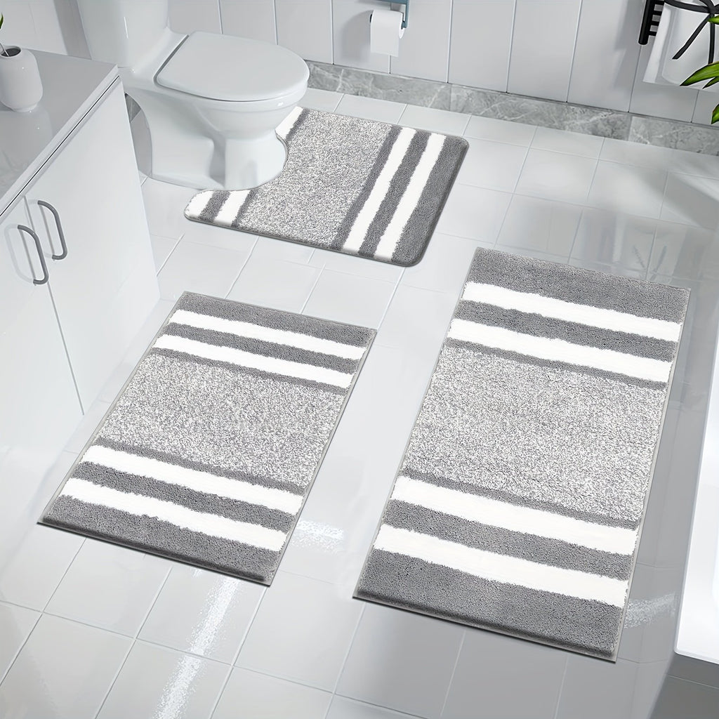 Set of 3 Luxurious Bath Mats And a Pedestal Mat, Featuring Ultra-Soft Microfiber, Plush Bathroom Rugs That Are Machine Washable And Highly Absorbent for Your Shower - image 5