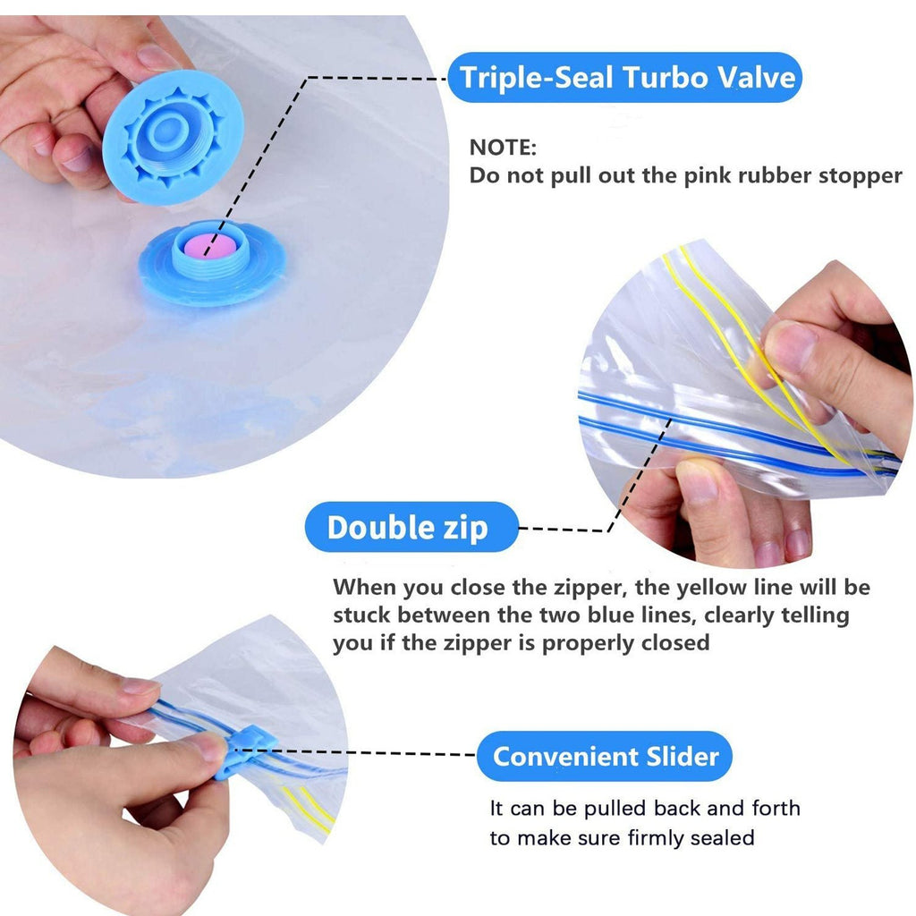 Vacuum storage bags saving space in home wardrobe and for travel