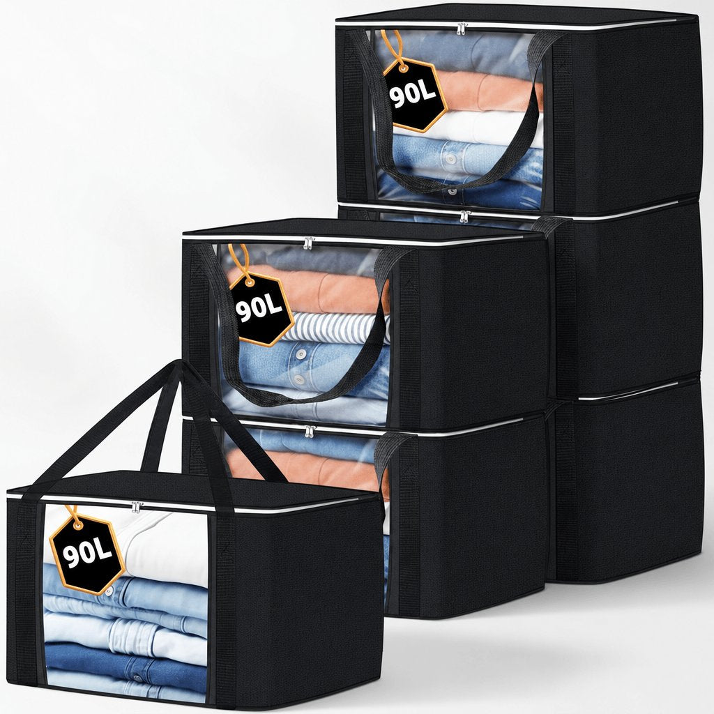 Storage bag carry handles and zip closure detail