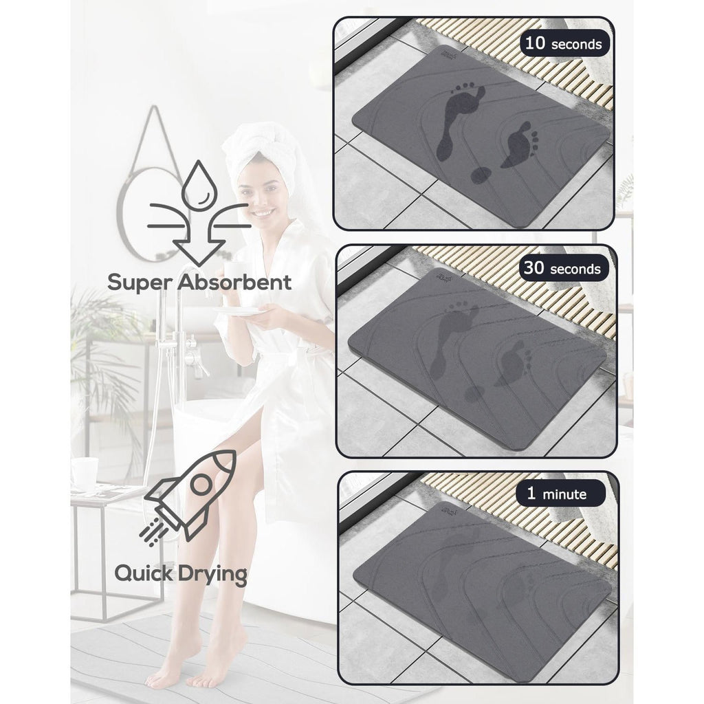 Taylor & Brown Stone Bath Mat Diatomaceous Earth Bathroom Shower Non-Slip Super Absorbent Quick Dry Floor Kitchen Natural Easy to Clean 60x39cm - image 6