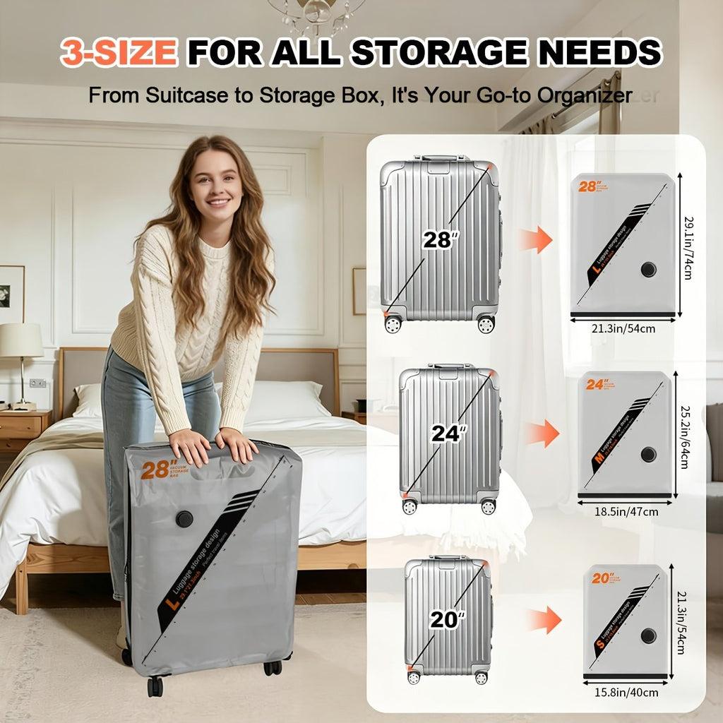 Vacuum storage bag size options small medium and large for home organisation