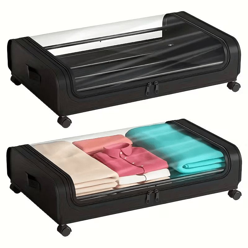Under Bed Storage Box with Lid - Space-Saving Organizer for Clothes, Shoes, And Accessories, Flip-Top Design, Suitable for Home Or Dorm Use, Trunks with Zipper And Observation Window Suitable for Storing Clothes, Bedding, Blankets Decorating Home - image 1