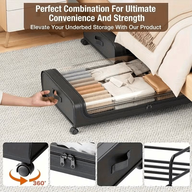 Under Bed Storage Box with Lid - Space-Saving Organizer for Clothes, Shoes, And Accessories, Flip-Top Design, Suitable for Home Or Dorm Use, Trunks with Zipper And Observation Window Suitable for Storing Clothes, Bedding, Blankets Decorating Home - image 3