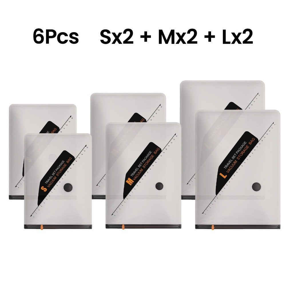 Vacuum storage bag compressing clothes to save wardrobe space
