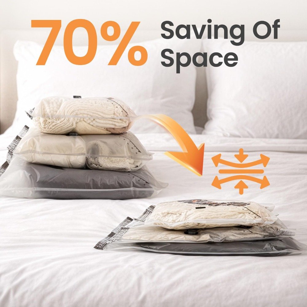 Fifteen-piece vacuum storage bag set for clothes and bedding