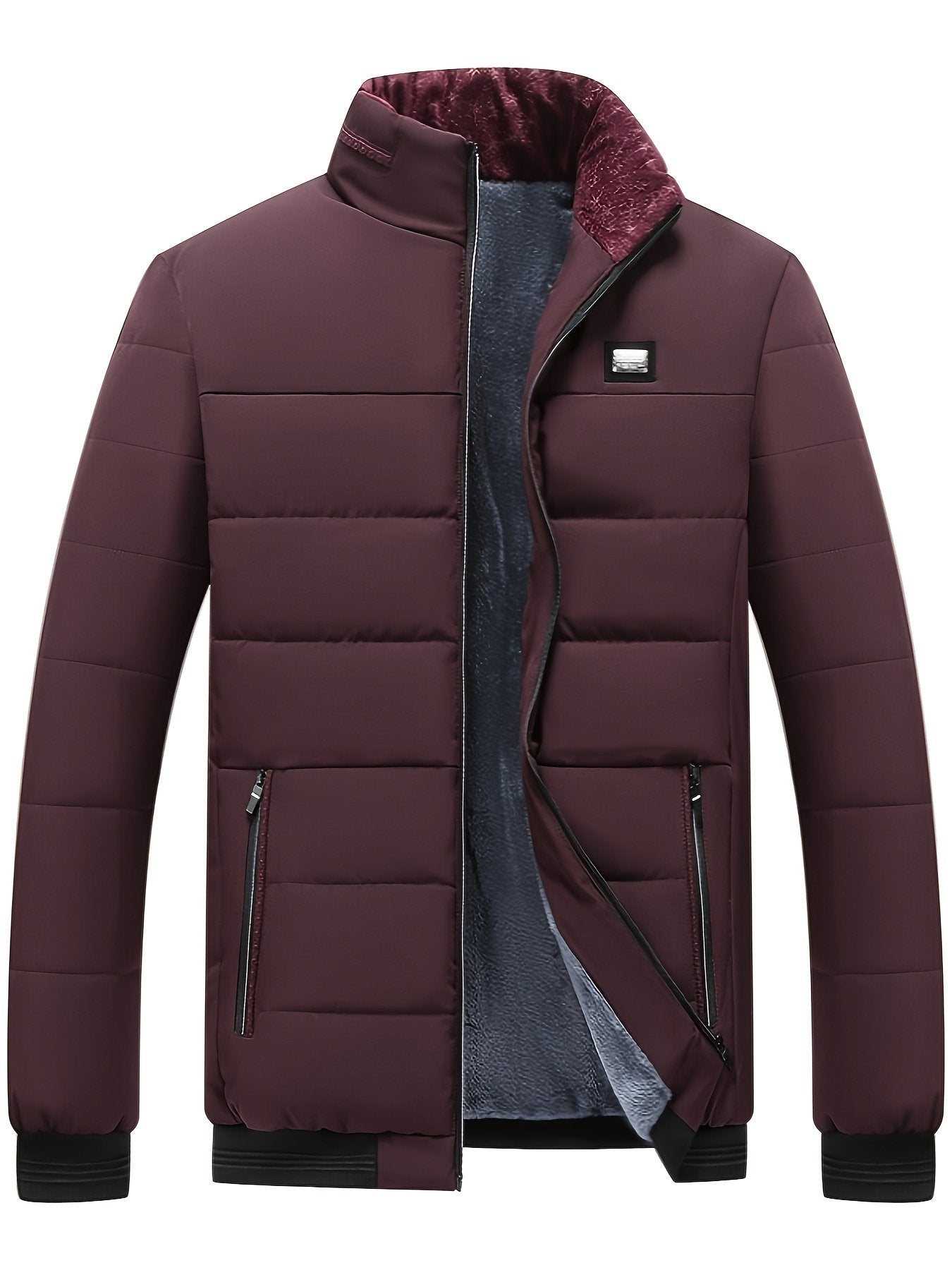 Men's padded winter coat colour variant 1 stand collar velvet lined