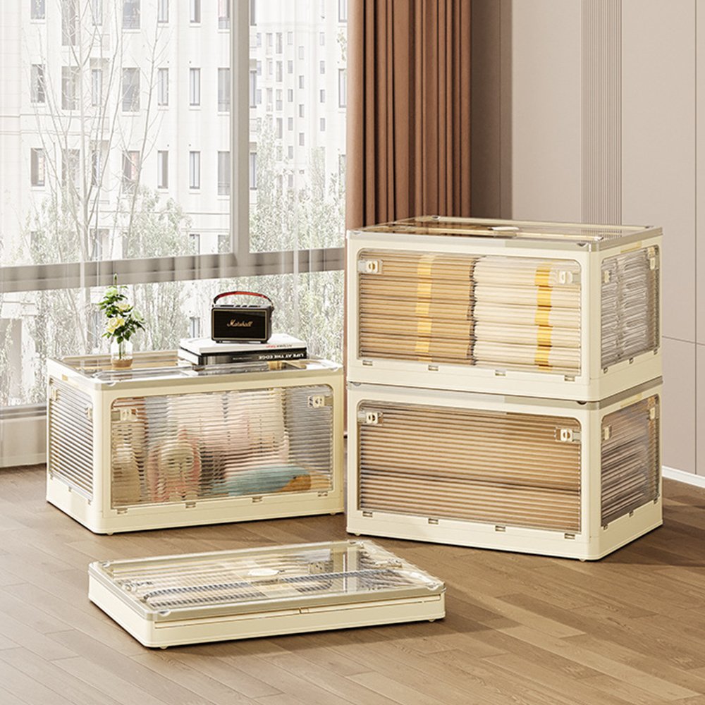 94 litre large cream wardrobe storage box for bulky bedding