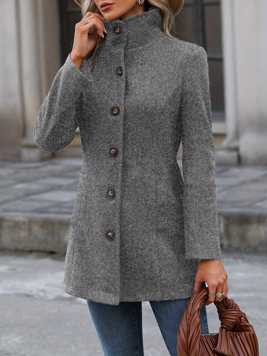 Camel women's waist-cinching coat styled for the office